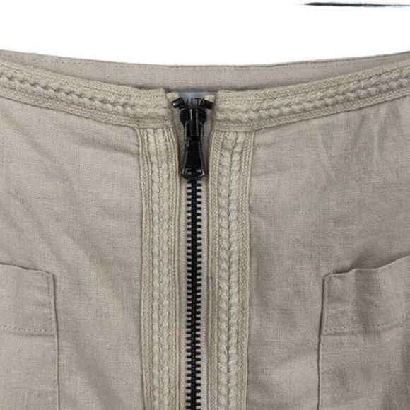 Urban Outfitters Mini Skirt Women's Medium Beige Cargo Zip Front - Picture 2 of 6